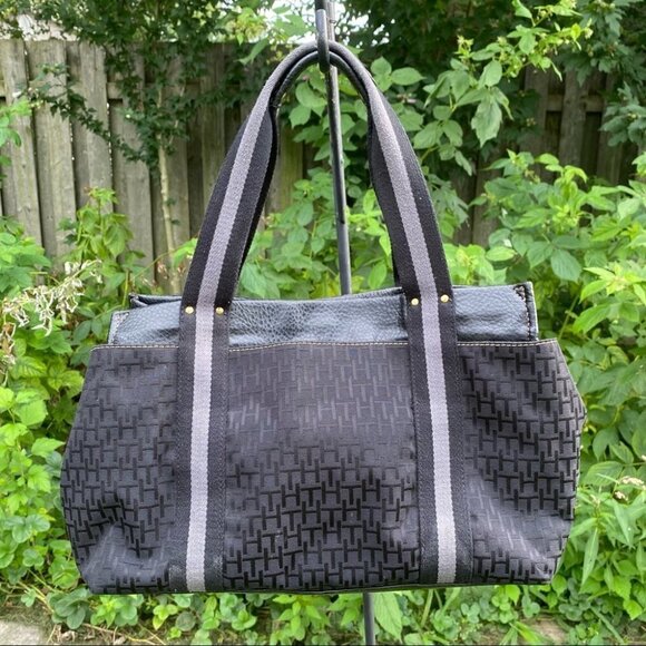 Tommy Hilfiger Black Nylon Signature  Satchel - Picture 13 of 13